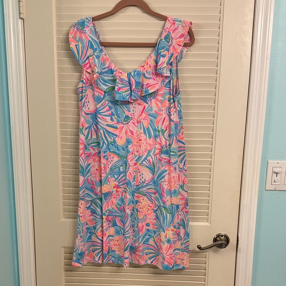 Lilly Pulitzer Alessa Swing Ruffle Collar Dress Multi Tropical Punch Medium NWT - Picture 2 of 7